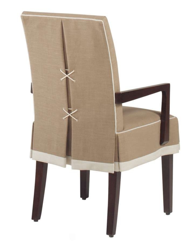 Elegant Beige Linen Chair Cover with Contrast Trim