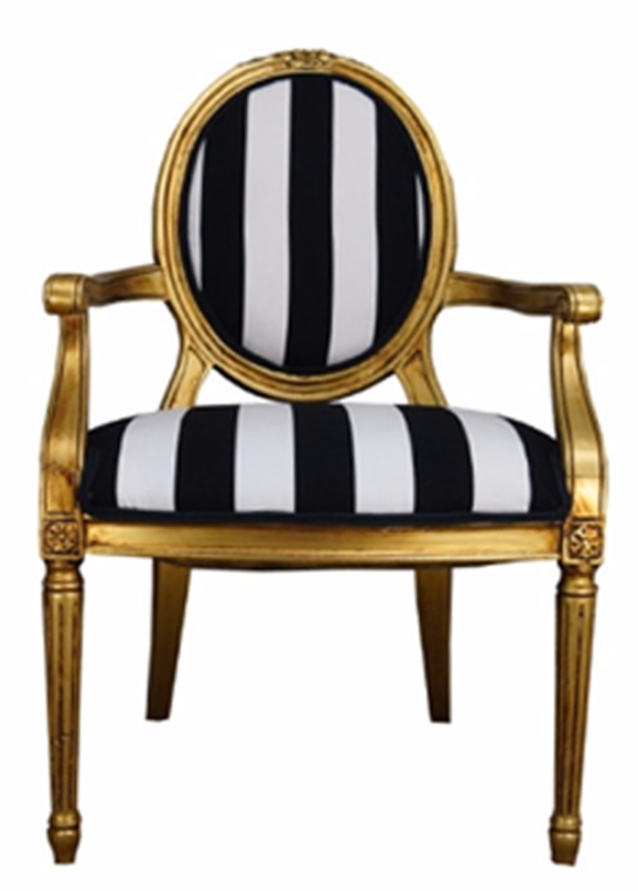 Elegant Black and White Striped Accent Chair