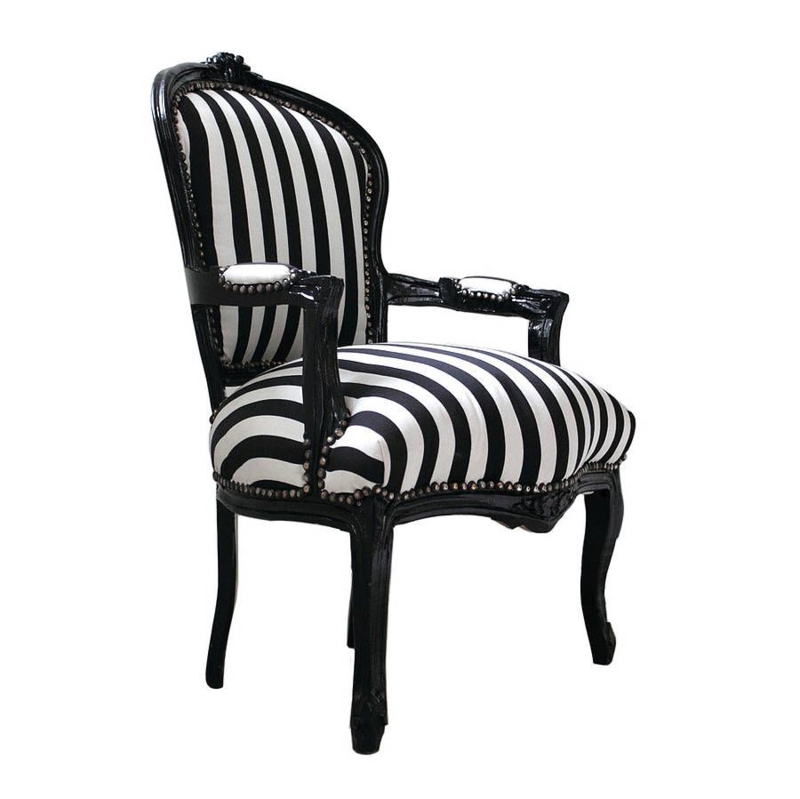Elegant Black and White Striped Accent Chair