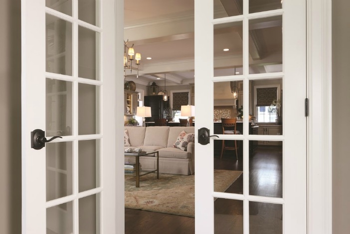 Elegant Black Hardware on White French Doors