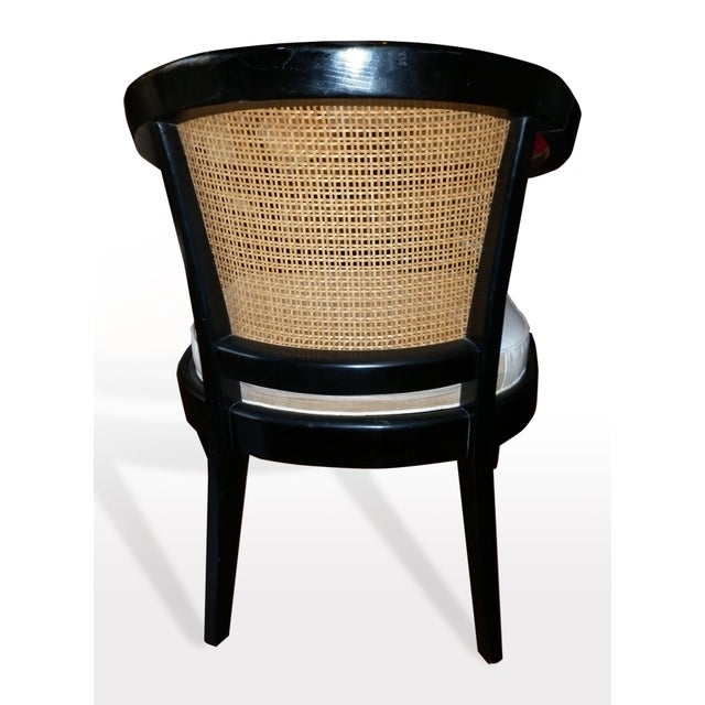 Elegant Black Lacquered Cane Dining Chairs