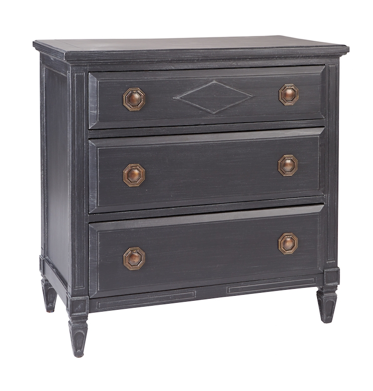 Elegant Black State Side Table with Brass Accents