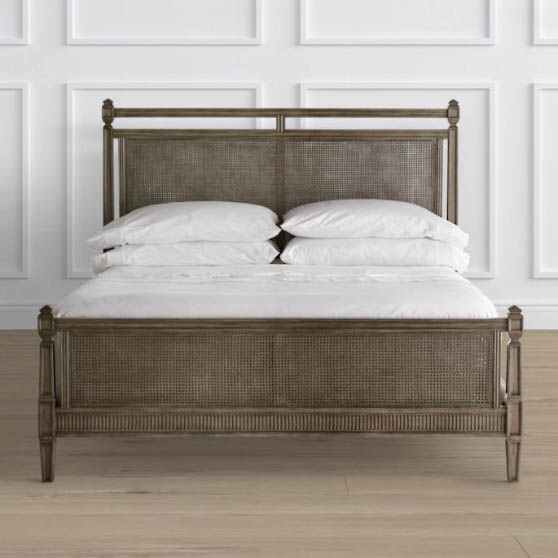 Elegant Cane Bed with Classic Wooden Frame