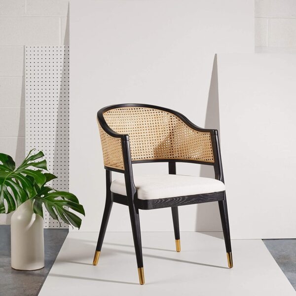 Elegant Cane Dining Chair with Boho-Chic Design