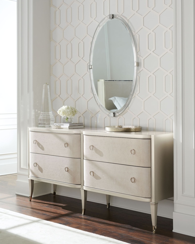 Elegant Caracole His or Hers Dresser with Oval Mirror