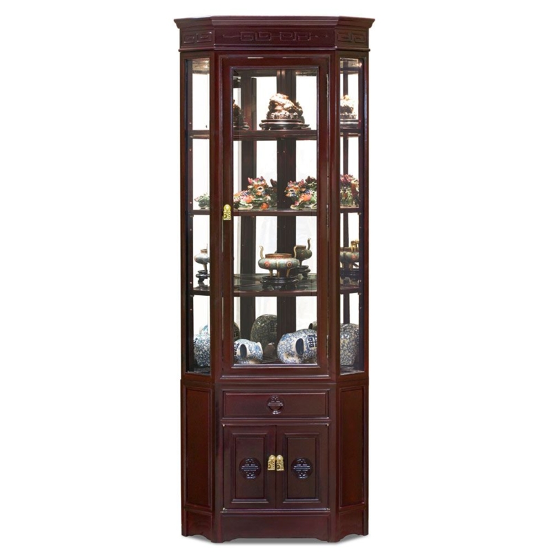 Elegant Chinese Rosewood Corner Display Cabinet