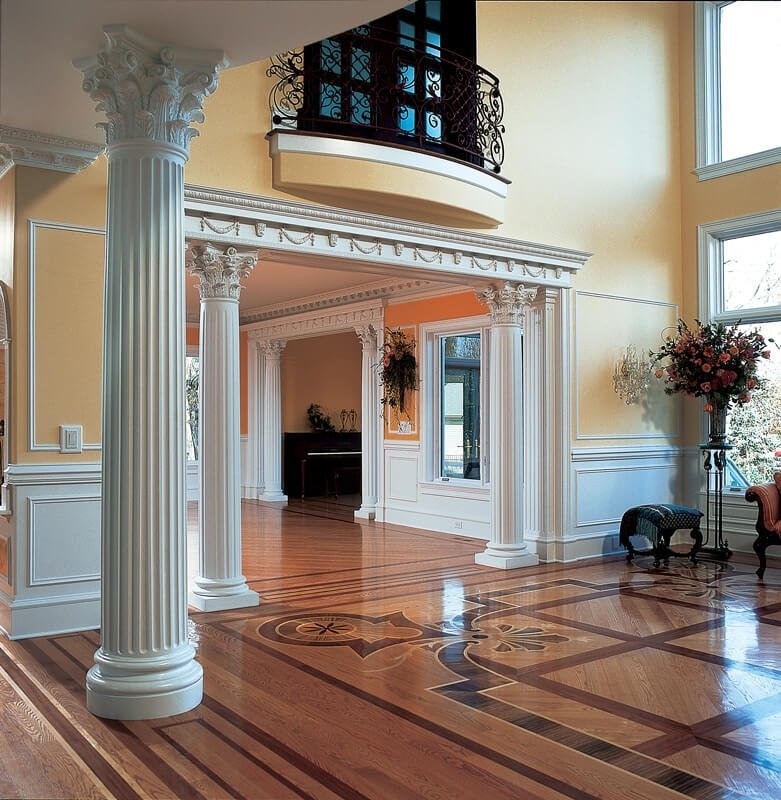 Elegant Classical Porch Columns with Detailed Molding