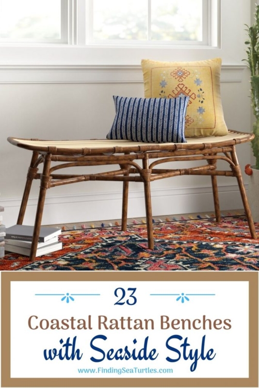 Elegant Coastal Rattan Bench with Seaside Vibes