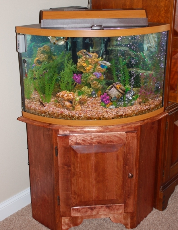 Elegant Corner Aquarium Stand with Wooden Cabinet