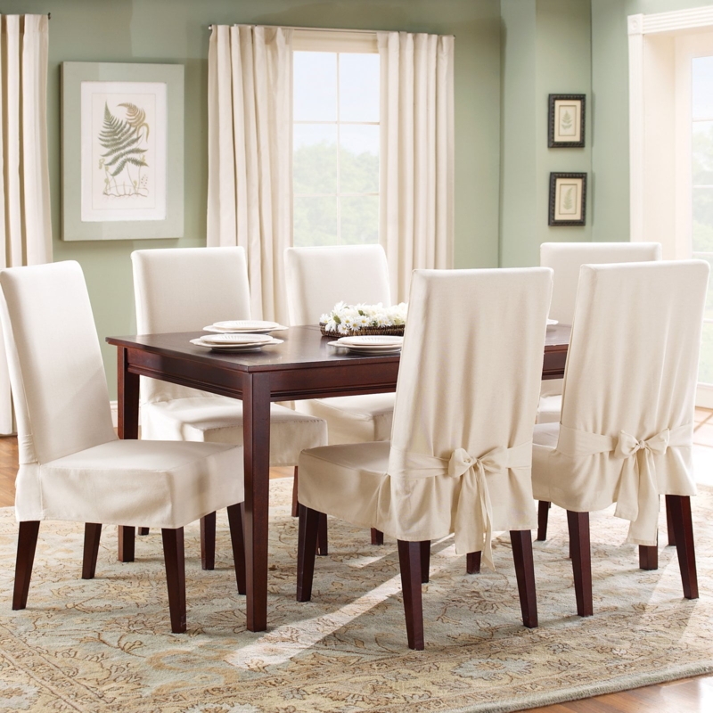 Elegant Cream Cotton Duck Dining Chair Covers