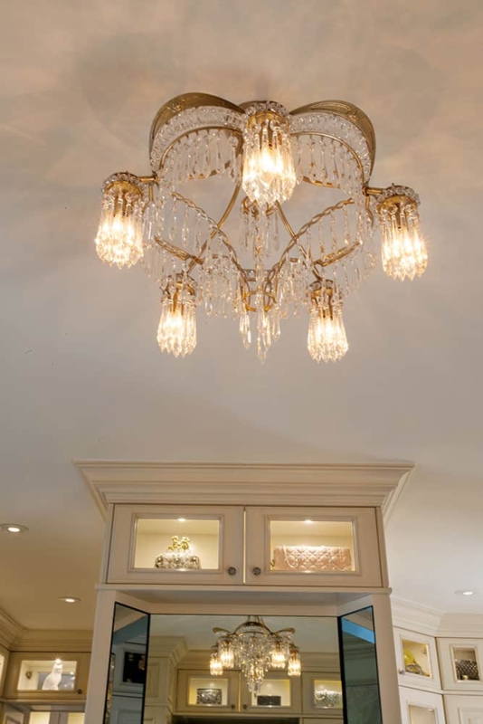Elegant Crystal Ceiling Light Fixture in Luxury Closet