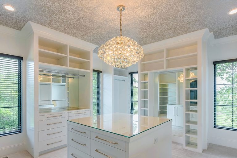 Elegant Crystal Chandelier for Spacious Walk-In Closet