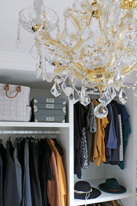 Elegant Crystal Chandelier in Modern Closet Space