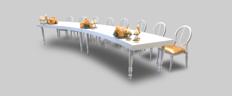 Elegant Curved Dining Table Rental in Dubai UAE