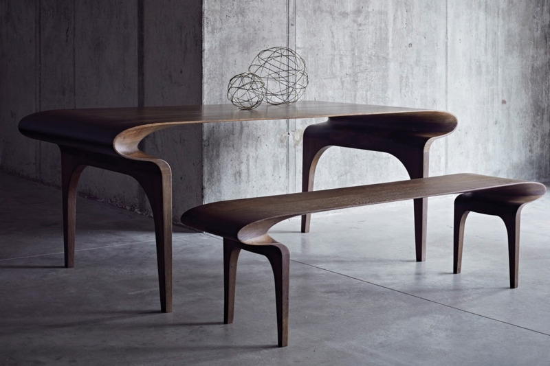Elegant Curved Wood Tables with Modern Design