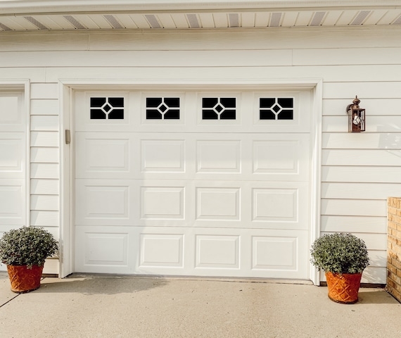 Elegant Faux Window Garage Door Decal Design