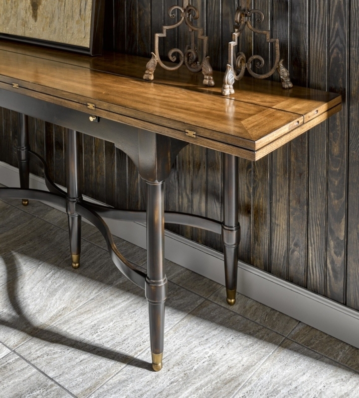 Elegant Flip Top Console Table with Wood and Metal