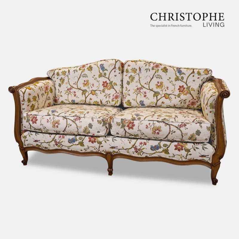 Elegant French Provincial Floral Sofa with Custom Fabric