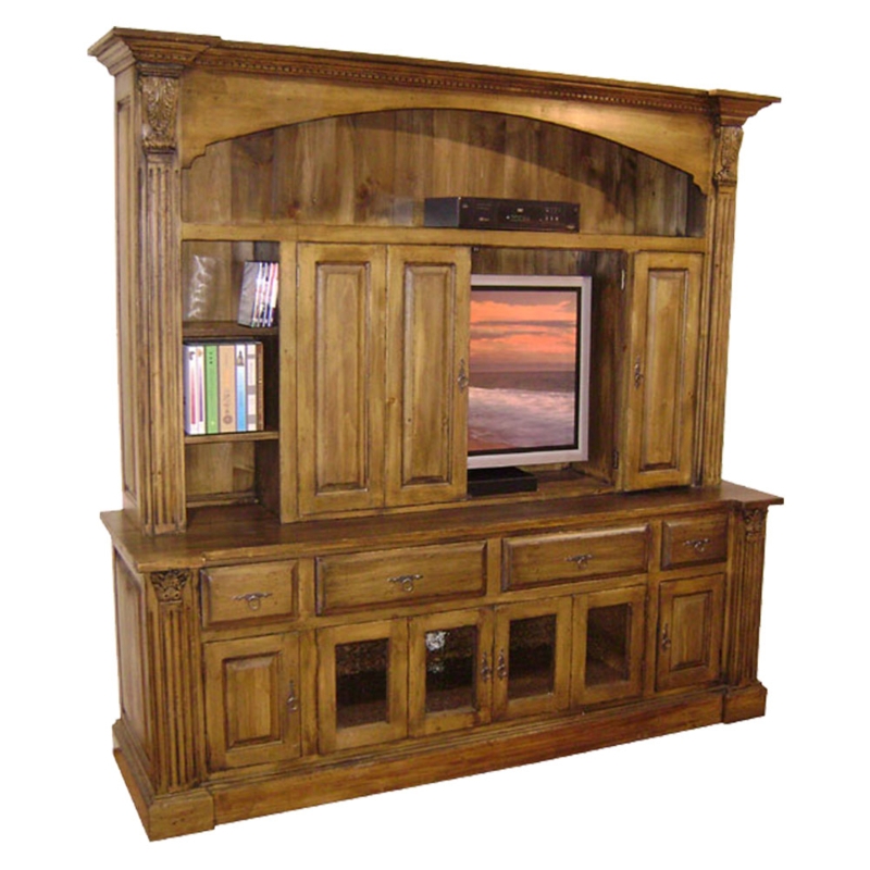 Elegant French Provincial Wooden TV Armoire with Bifold Doors