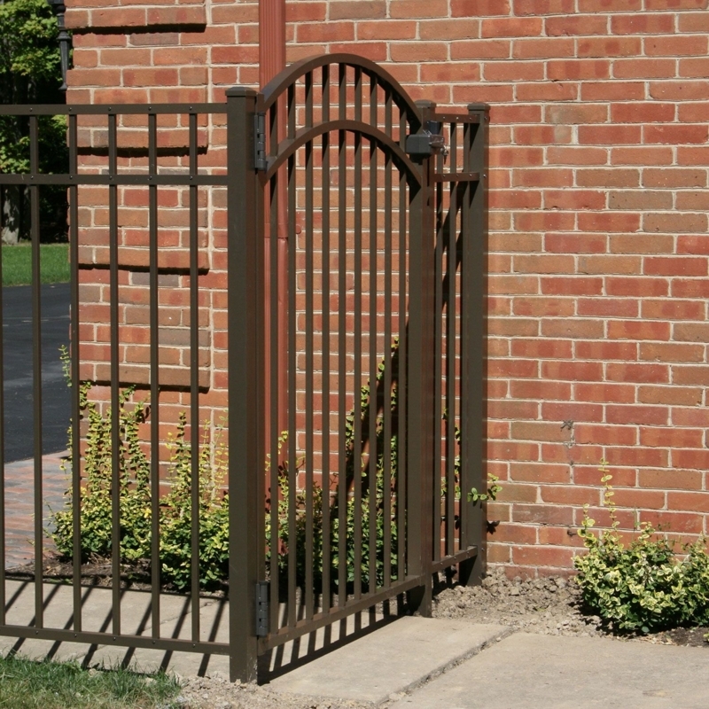 Elegant Iron Garden Arch Gate with Brick Wall
