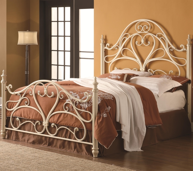 Elegant King Size Metal Headboard and Footboard