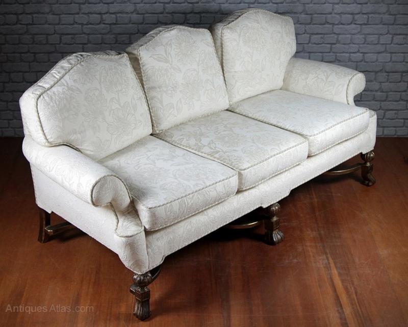 Elegant Large Queen Anne Style Sofa Circa 1910