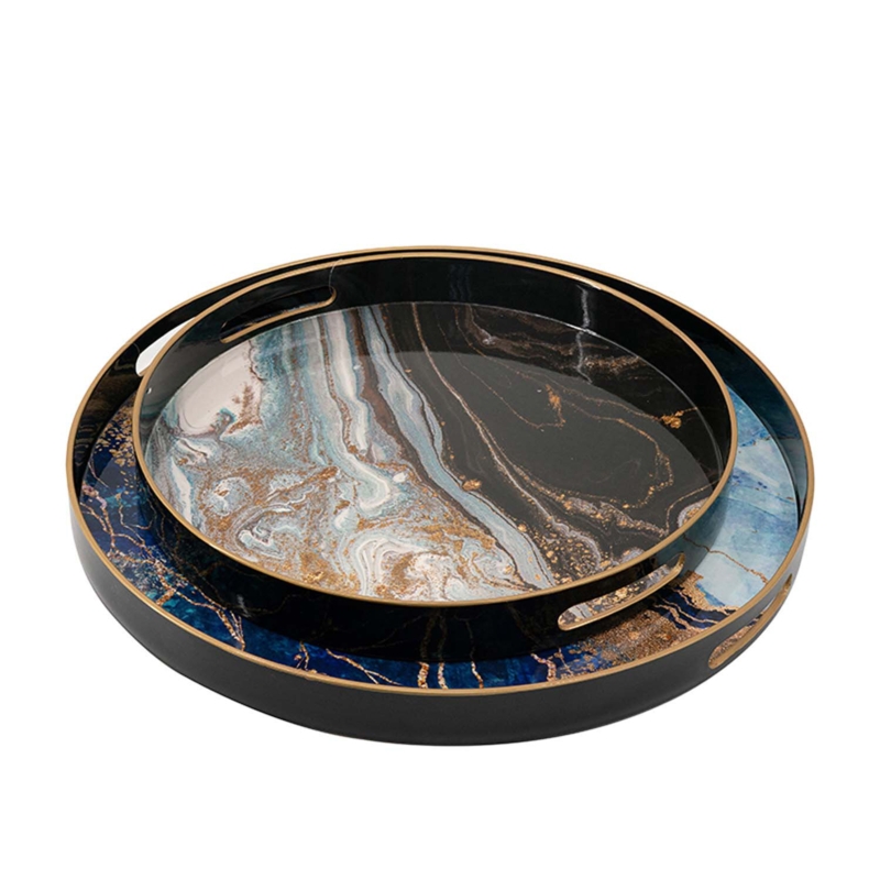 Elegant Large Round Decorative Trays for Ottoman