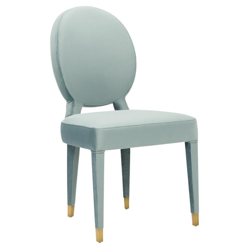 Elegant Light Blue Velvet Dining Chair with Gold Tips