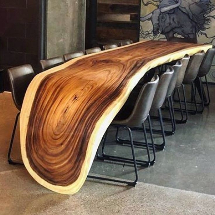 Elegant Live Edge Curved Wood Dining Table