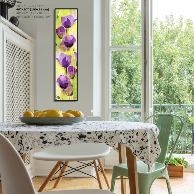 Elegant Long Vertical Floral Wall Art for Dining Area