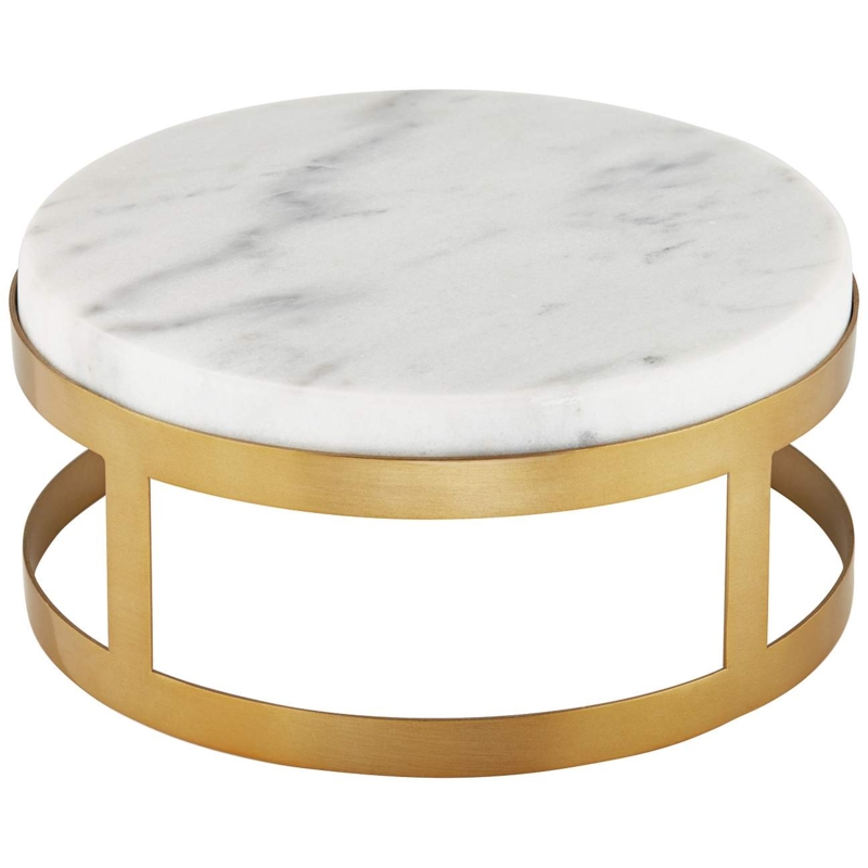 Elegant Marble and Gold Brass Lamp Riser