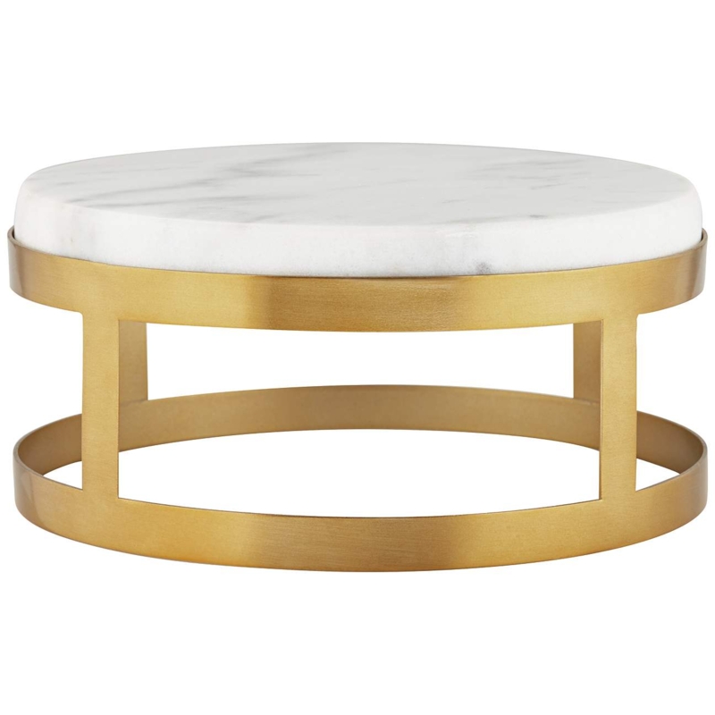 Elegant Marble and Gold Brass Lamp Riser