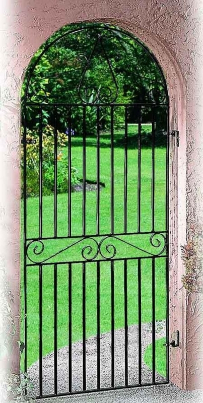 Elegant Marlborough Arched Black Metal Side Gate