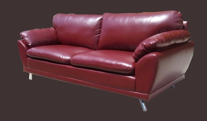 Elegant Maroon Leather Sofa with Modern Design