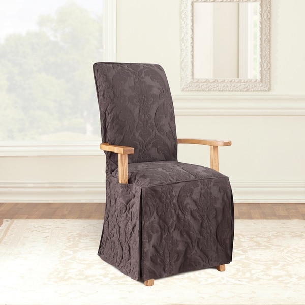 Elegant Matelasse Damask Dining Chair Slipcover