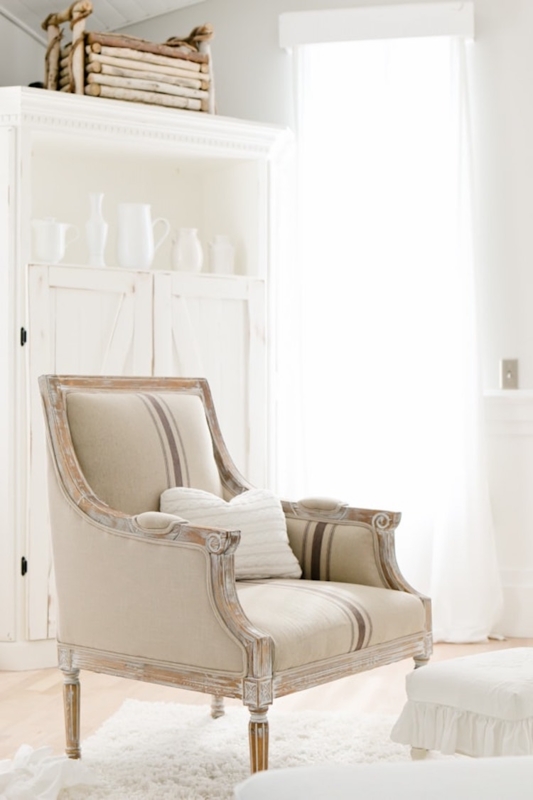 Elegant Neutral French Country Accent Chair