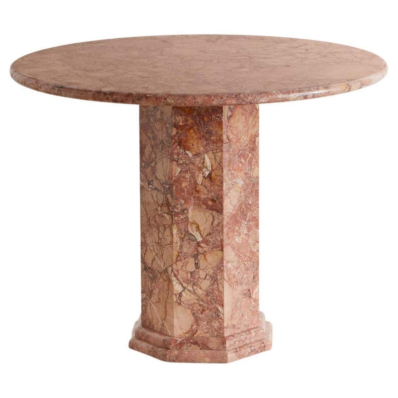 Elegant Pink Marble Hexagonal Dining Table