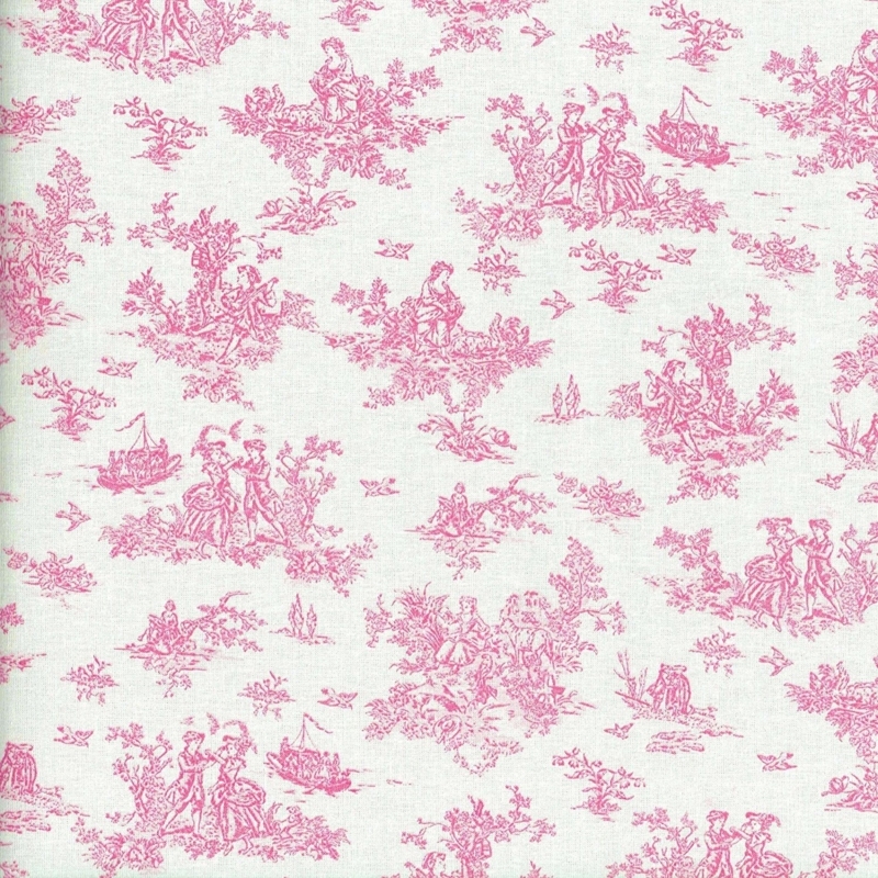Elegant Pink Toile Wallpaper Classic Pattern