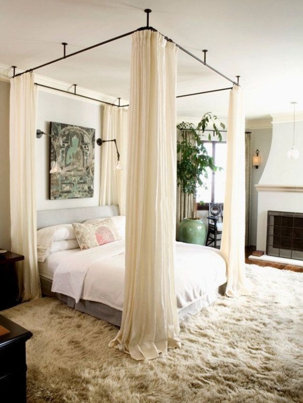 Elegant Romantic Bedroom with Sheer Canopy Curtains