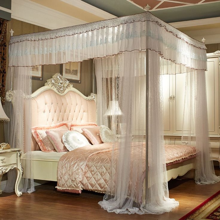 Elegant Romantic King Size Canopy Bedroom Set