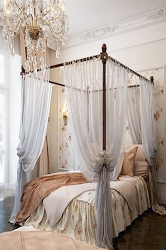 Elegant Romantic Master Bedroom with Sheer Canopy