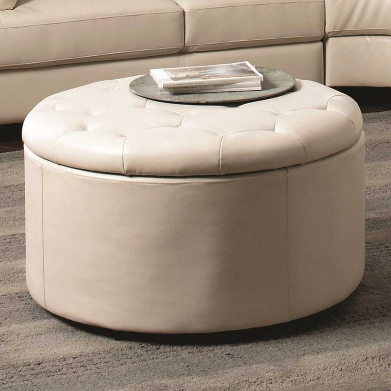 Elegant Round Upholstered Ottoman Coffee Table