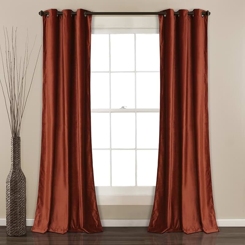 Elegant Rust Colored Satin Curtains for Living Room