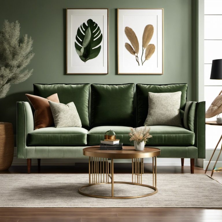 Elegant Sage Green Couch with Modern Living Room Decor