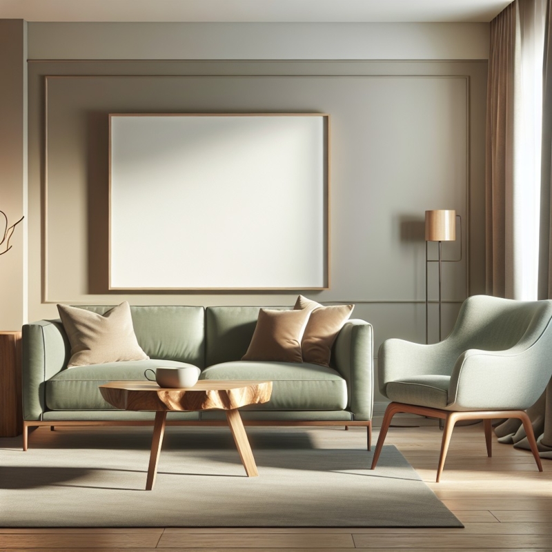 Elegant Sage Sofa and Chair Living Room Design
