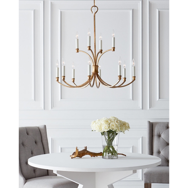 Elegant Two-Tier Minimalist Gold Chandelier
