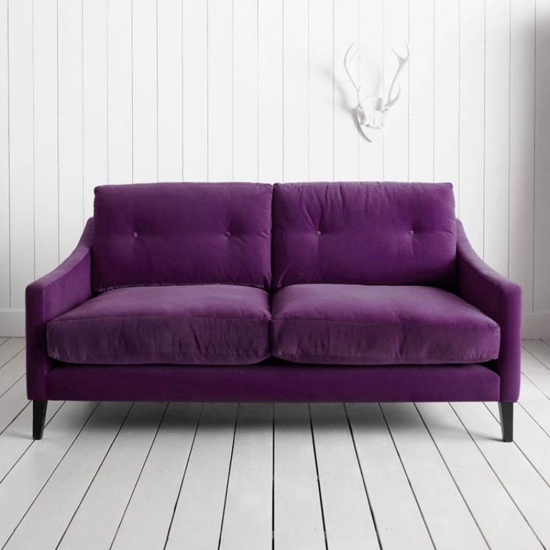 Elegant Velvet Purple Sofa in Minimalist Living Room
