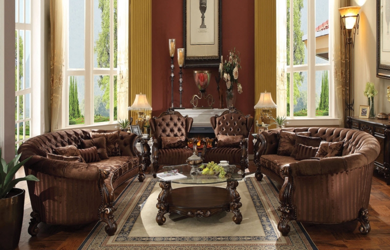 Elegant Versailles Velvet Crescent Sofa Set