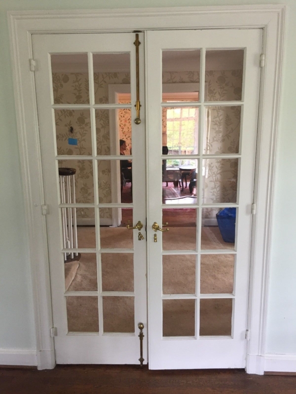 Elegant Vintage Brass Hardware on French Doors