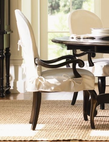 Elegant White Dining Chair Covers with Arms